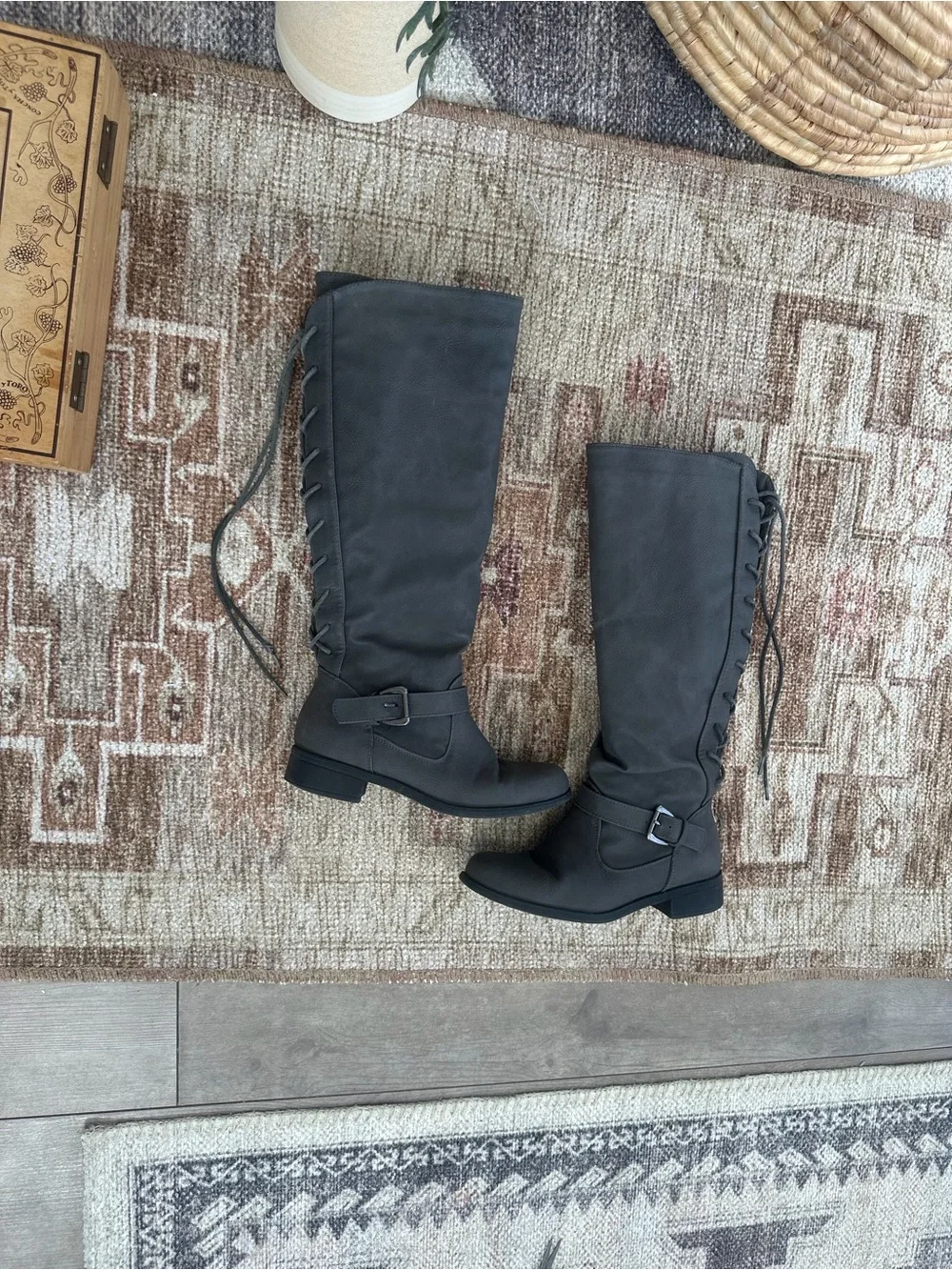 XOXO Women’s Tall Riding Boots Gray Mykie A Boots Size 6M